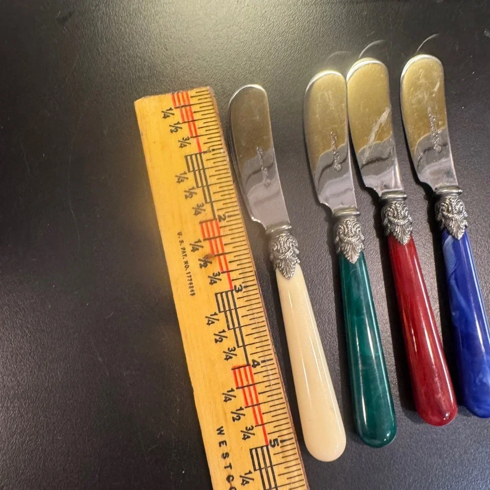Inox Butter Spreader Set of 4 Home Multicolor Marbled Resin Handles Italy